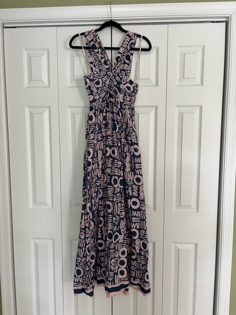 Sleeveless Navy and Blush Patterned Maxi Dress from Cleobella